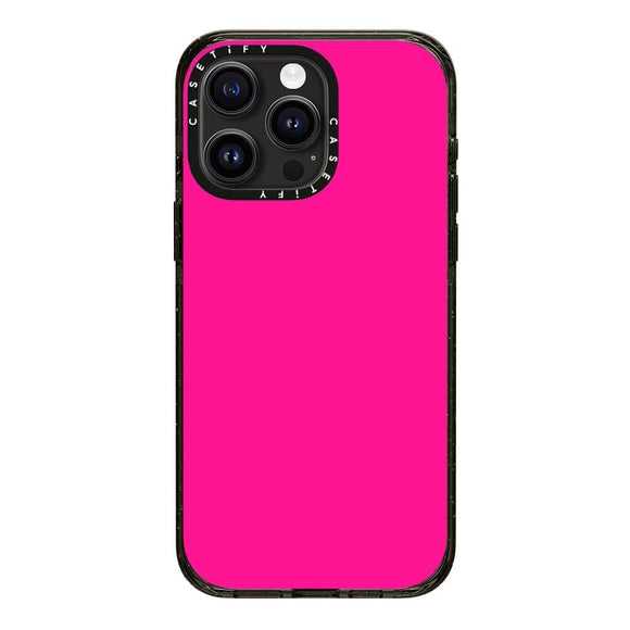 CASETiFY Impact Case for iPhone 15 Pro Max [4X Military Grade Drop Tested / 8.2ft Drop Protection] Simple Neon Pink - Clear Black