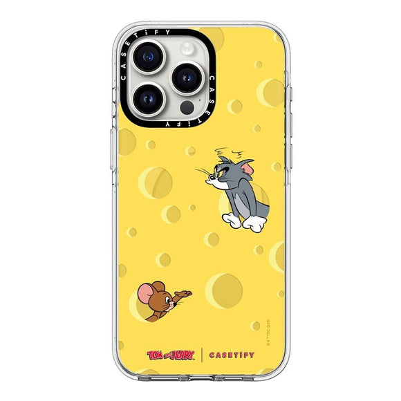 CASETiFY Clear Case for iPhone 15 Pro Max [Tom and Jerry Colab/Not Yellowing / 6.6ft Drop Protection/Compatible with Magsafe] - Cheese - Clear