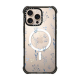 CASETiFY Ultra Impact iPhone 16 Pro Max Case [Strong Slim / 11.5ft 5X Militray Grade Drop Protection/Compatible with Magsafe] - Small Blue Flowers - Clear Black