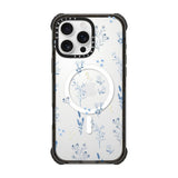 CASETiFY Ultra Impact iPhone 16 Pro Max Case [Strong Slim / 11.5ft 5X Militray Grade Drop Protection/Compatible with Magsafe] - Small Blue Flowers - Clear Black