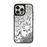 CASETiFY Mirror Case for iPhone 16 Pro Max [Reflective / 4.9 ft. 1X Military Grade Drop Protection/Compatible with Magsafe] - Chrome Doodles - Silver on Black