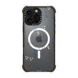 CASETiFY Ultra Impact iPhone 16 Pro Max Case [Strong Slim / 11.5ft 5X Militray Grade Drop Protection/Compatible with Magsafe] - Small Blue Flowers - Clear Black