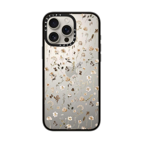 CASETiFY Compact Case for iPhone 16 Pro Max [Lightweight / 4 ft. 2X Military Grade Drop Protection/Slim] - Wildflower Friday - Clear Black