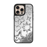 CASETiFY Mirror Case for iPhone 16 Pro Max [Reflective / 4.9 ft. 1X Military Grade Drop Protection/Compatible with Magsafe] - Chrome Doodles - Silver on Black