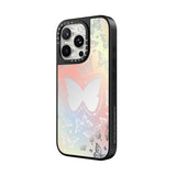 CASETiFY Mirror Case for iPhone 16 Pro Max [Reflective / 4.9 ft. 1X Military Grade Drop Protection/Compatible with Magsafe] - You Give Me Butterflies - Silver on Black