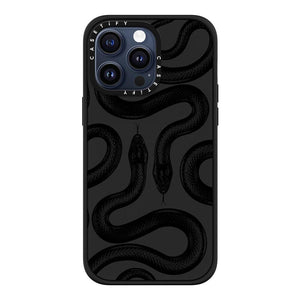 CASETiFY Impact Case for iPhone 15 Pro Max [4X Military Grade Drop Tested / 8.2ft Drop Protection/Compatible with Magsafe] - Animal Prints - Black Kingsnake - Matte Black