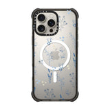 CASETiFY Ultra Impact iPhone 16 Pro Max Case [Strong Slim / 11.5ft 5X Militray Grade Drop Protection/Compatible with Magsafe] - Small Blue Flowers - Clear Black