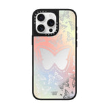 CASETiFY Mirror Case for iPhone 16 Pro Max [Reflective / 4.9 ft. 1X Military Grade Drop Protection/Compatible with Magsafe] - You Give Me Butterflies - Silver on Black