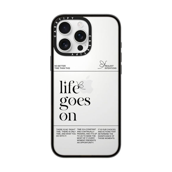 CASETiFY Compact Case for iPhone 16 Pro Max [Lightweight / 4 ft. 2X Military Grade Drop Protection/Slim] - Life Goes On - Clear Black