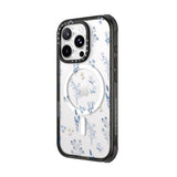 CASETiFY Ultra Impact iPhone 16 Pro Max Case [Strong Slim / 11.5ft 5X Militray Grade Drop Protection/Compatible with Magsafe] - Small Blue Flowers - Clear Black