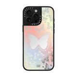 CASETiFY Mirror Case for iPhone 16 Pro Max [Reflective / 4.9 ft. 1X Military Grade Drop Protection/Compatible with Magsafe] - You Give Me Butterflies - Silver on Black