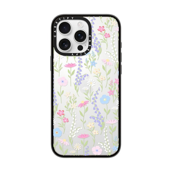 CASETiFY Compact Case for iPhone 16 Pro Max [Lightweight / 4 ft. 2X Military Grade Drop Protection/Slim] - Pink Pastel Cute Floral - Clear Black