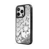 CASETiFY Mirror Case for iPhone 16 Pro Max [Reflective / 4.9 ft. 1X Military Grade Drop Protection/Compatible with Magsafe] - Chrome Doodles - Silver on Black