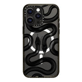 CASETiFY Impact Case for iPhone 15 Pro Max [4X Military Grade Drop Tested / 8.2ft Drop Protection/Compatible with Magsafe] - Animal Prints - Black Kingsnake - Clear Black