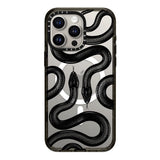 CASETiFY Impact Case for iPhone 15 Pro Max [4X Military Grade Drop Tested / 8.2ft Drop Protection/Compatible with Magsafe] - Animal Prints - Black Kingsnake - Clear Black