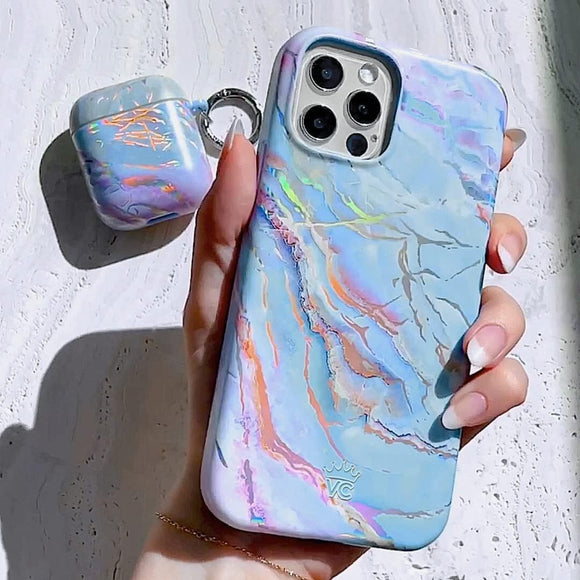 VELVET CAVIAR for iPhone 16 Pro Max Case Marble - Cute Protective Cover for Women - Compatible with MagSafe [10ft Drop Tested] - Holographic, Blue, Pink