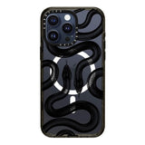 CASETiFY Impact Case for iPhone 15 Pro Max [4X Military Grade Drop Tested / 8.2ft Drop Protection/Compatible with Magsafe] - Animal Prints - Black Kingsnake - Clear Black