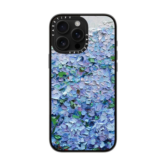 CASETiFY Compact Case for iPhone 16 Pro Max [Lightweight / 4 ft. 2X Military Grade Drop Protection/Slim] - Nantucket Blue Hydrangeas - Clear Black