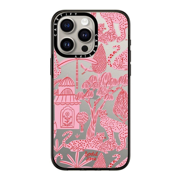 CASETiFY Compact Case for iPhone 15 Pro Max [2X Military Grade Drop Tested / 4ft Drop Protection] - Cheetah Paradise Pink - Clear Black