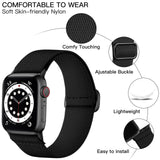 Lerobo Compatible with Apple Watch Band 44mm 46mm SE Series 8 45mm Series 9 7 Ultra 2 Band 49mm 42mm for Men iWatch Bands Womens Series 10 6 5 4 3 2 1 Elastic Nylon Solo Loop Sport Strap, Black