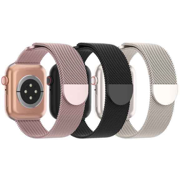 STEEZRD 3 Pack Mesh Metal Band Compatible with Apple Watch Band 38mm 40mm 41mm 42mm 44mm 45mm 46mm 49mm, Stainless Steel Magnetic Loop Strap for iWatch Ultra/2 Series 10/9/8/SE/7/6/5/4/3/2/1 Men Women