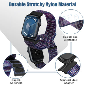 Bcuckood Nylon Sport Bands Compatible with Apple Watch Band 49mm 45mm 46mm 44mm 42mm 41mm 40mm 38mm Women Men, Adjustable Sport Solo Loop Bands for iWatch Series 10 9 8 7 6 5 4 3 SE Ultra 2 1, 3 Pack