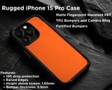 NOMAD Rugged Case for iPhone 15 Pro Case Compatible with MagSafe & Wireless Charging, 15ft Shockproof, 360 Protective Bumper Phone Case - Ultra Orange